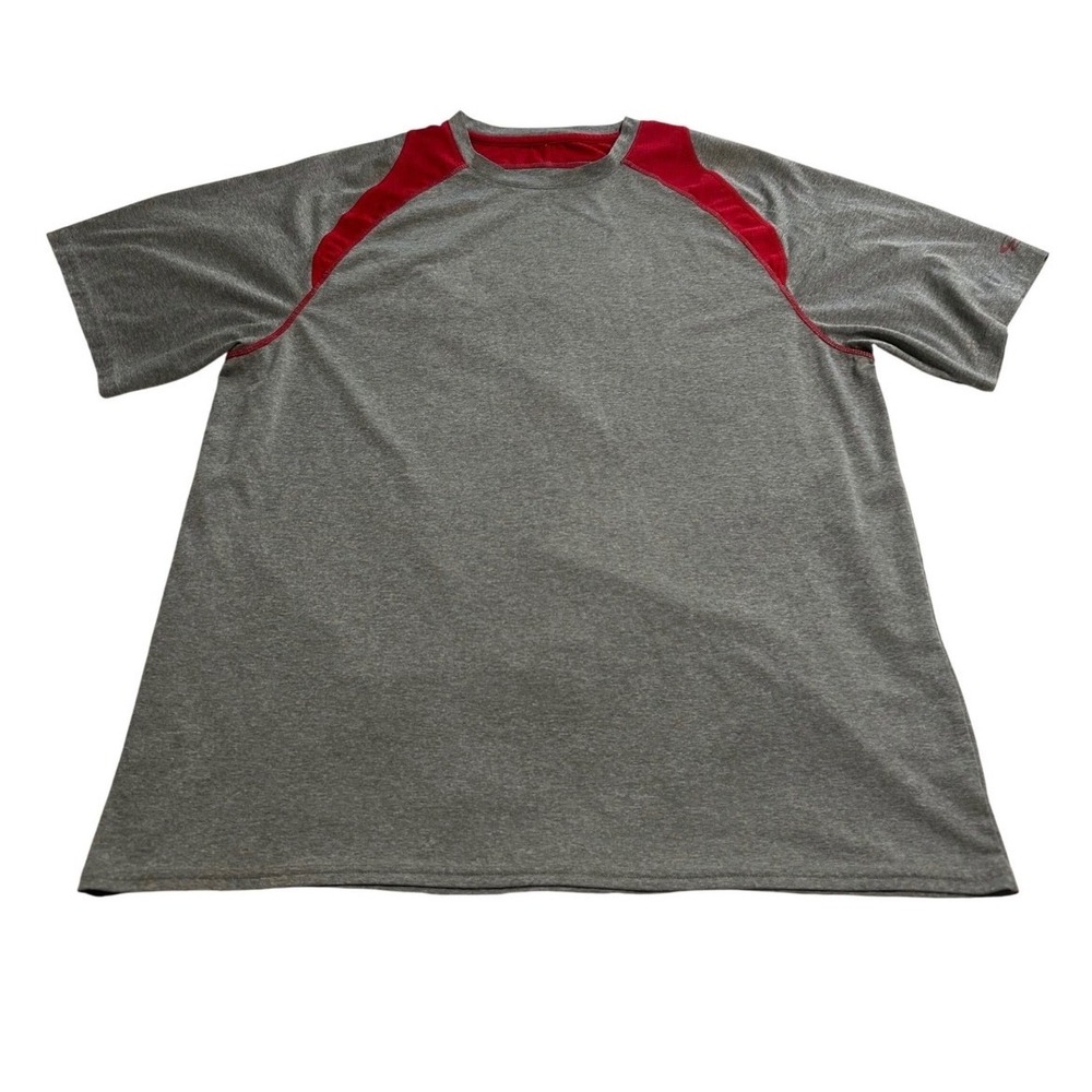 Boombah Mens Short Sleeve Performance Shirt Gray Red Raglan Training Tee XL